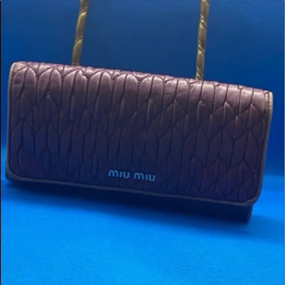 Authentic Miu Miu matelasse leather wallet